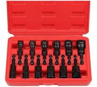 Heavy Duty 12pc Socket Wrench Set With Magnetic Tips, 1/4 Inch Drive Chrome Vanadium Steel Tools In Red Storage Case For Mechanics(12 Pieces)