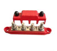 Heavy Duty 12V 48V DC Bus Bar Power Distribution Block 250 Amp with 4 Binding Posts for Secure and Organized Automotive and Marine Wiring (M10 red)