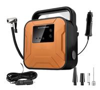 Heavy Duty 12V Electric Car Tyre Inflator 150 PSI, Portable Air Compressor Pump, Digital Screen with Auto Stop, 35L/min Flow, LED Light for Night Use with 3 Inflating Nozzles