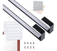 [Heavy Duty] 14.5" Black Over-The-Door Mirror Hanger Set (Extra Wide) with Any-Banging Adhesive + Suction Cup Pads and Inner Protective Padding (Already Applied) | Door Brackets Hanger Hooks Set