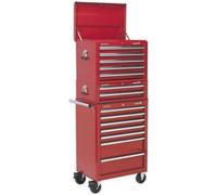 Heavy Duty 14 Drawer Stacking Tool Chest And Rollcab Bundle In Red