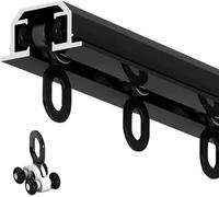 Heavy Duty 14ft Ceiling Mount Invisible Curtain Track - Sliding Rail for Room Divider Shower Closet Kids Room Hospital - Recessed Black Curtain Rod for Versatile Use