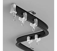 Heavy Duty 15.4FT Aluminum Bendable Curtain Track - Ceiling & Wall Mount for Bay Perfect for Home Office & Hotel Decor (Black)