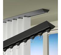 Heavy Duty 15.7ft Black Aluminium Ceiling Curtain Rail with Mute Rollers SelfAdhesive No Drilling Ideal for Smooth Curtain Operation & Easy Installation