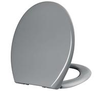 Heavy Duty 18" Wooden MDF Toilet Seat Grey, Universal Easy Fit, Solid Zinc Hinges, Smooth Polyurethane Finish, Durable Replacement Seat with Fittings for UK Toilets
