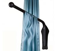 Heavy-Duty 180° Swivel Curtain Rod with Decorative Ends - Perfect for Door Kitchen or Bathroom Curtains (Black 70cm/25.55in)