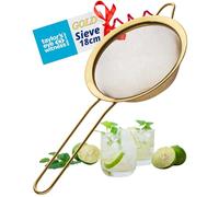 Heavy-Duty 18cm Gold Colour Sieve - Fine Mesh Strainer with Extra Grip Handle, Dishwasher Safe & Durable for Professional Cooking, Baking, Tea, Pasta, Flour, Rice & More. Easy to Use & Clean.