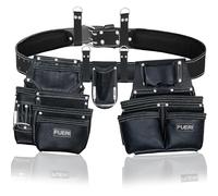 Heavy Duty 19 Pocket Leather Tool Belt Multipurpose Pockets Work Organizer Pouch Framing Fat Lip Tool Holder for Carpenter, Construction, Handyman, and Electrician Tool Belt Set