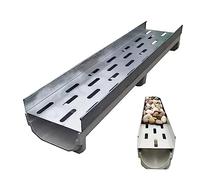 Heavy Duty 1m Stainless Steel Drain Grating - 15cm High for Garden & Patio - Efficient Stormwater Management