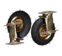 Heavy Duty 2" & 10" Industrial Pneumatic Caster Wheels with Side Brakes & Double Ball Bearings - Durable Replacement Casters for Trolleys & Workbenches