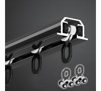 Heavy-Duty 2.3-19.6ft Recessed Invisible Ceiling Track System - Adjustable Black Aluminum Curtain Rail for Room Divider (8.5ft/260cm, 2x130cm)