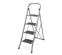 Heavy Duty 2 3 4 Step Ladder Foldable Anti-Slip Mat Tread Stainless Steel Stool Ladders Collapsible For Compact Stotage Portable DIY Steppladder for Kitchen Home Office Shop Garage (4 Step Ladder)