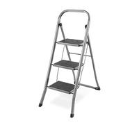 Heavy Duty 2 3 4 Step Ladder Foldable Anti-Slip Mat Tread Stainless Steel Stool Ladders Collapsible For Compact Stotage Portable DIY Steppladder for Kitchen Home Office Shop Garage (3 Step Ladder)