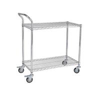 Heavy Duty 2/3-Tier Rolling Utility Cart with Wheels & Handles - Metal Kitchen & Warehouse Flatbed Cart for Garage Workshop Office - Commercial Grade Storage Solution