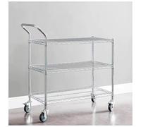 Heavy Duty 2/3 Tier Rolling Utility Cart with Wheels - Metal Kitchen & Garage Moving Flatbed Cart for Warehouse Workshop & Office Use - Commercial Grade Storage Solution