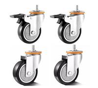 Heavy Duty 2.5/3/4/5 Inch M16x30mm Swivel Casters with Brake, Set of 4 Polyurethane Wheels for Furniture, 440 Lbs Load Capacity (2 Swivel + 2 Brake, 125mm)