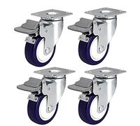 Heavy Duty 2.5" Castor Wheels4 Pcs Silent PU Furniture Casters with Brake 500Kg Capacity Swivel Plate for Industrial Trolleys & Workbench Mobility