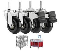 Heavy-Duty 2.5-Inch Swivel Casters, Set of 4 with Brake, Threaded Stem Wheels for Trolleys, Black, M8*25mm, Durable Rolling Caster Wheels for Furniture and Equipment