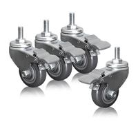 Heavy Duty 2.5in 3in 4in Industrial Casters Set Of 4 Dual Locking No Noise M12 Threaded Stem Swivel Caster Wheels Double Ball Bearing Polyurethane Caster Wheel(6m)