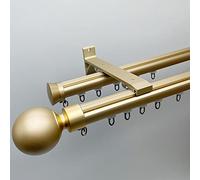 Heavy Duty 2-in-1 Curtain Poles & Tracks - Gold Room Divider Curtain Rails Wall Mounting Roman Rod & Track 2.0M Double Rod for Elegant Home Décor