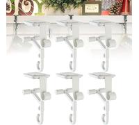 Heavy Duty 2 in 1 Garland and Stocking Hangers, No Drill Metal Mantel Hooks, Adjustable Non-Slip Design, Strong Holiday Decorations for Fireplace or Shelf (White 6PCS)