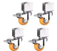 Heavy Duty 2-Inch Castor Wheels - 4pcs Nylon Furniture Casters with Dual Locking Swivel Plate Design for Baby Bed & Furniture U-Shaped Bracket Included