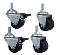 Heavy-Duty 2-Inch Swivel Furniture Casters M12 Thread 50mm Nylon 300kg Capacity Quiet Rolling Universal for Cart Table Chair Shelf - Set of 4