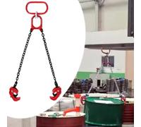 Heavy-Duty 2 Leg Chain Sling Lifting Clamp - Durable Drum Lifter with Grab Hook & Barrel Tongs for Forklift, Engine Hoist & Safe Material Handling Solutions