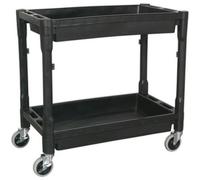 Heavy-Duty 2 Level Workshop Trolley - 80Kg Capacity Per Shelf - Durable Plastic Design