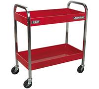 Heavy Duty 2 Level Workshop Trolley With 75Kg Capacity And Four Locking Wheels