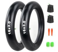 Heavy Duty 2-Pack 16x3 Inner Tube Set for Mountain Bikes E-Bikes, 16 x 3.0 Fat Tire Tube with Thick Butyl Rubber Schrader Valve for Durable & Reliable Performance, Glow-in-the-Dark Valve Caps