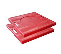 Heavy-Duty 2 Pcs Red Polyethylene Stabilizer Pads with Handle for Wrecker C Truck Trailer, RV Jack Pads for Uneven s, Gravel, Tree Roots, Dirt (30x30x5cm/11.8x11.8x2inch)