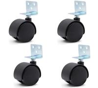 Heavy Duty 2" Swivel Caster Wheels - 4 Pack Double Wheel Plastic Castors with Screws 360° Silent Rotation for Furniture Cabinets Beds and Plants