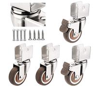 Heavy-Duty 2" Swivel Casters with Rubber Plate, 4-Pack, Double Locking and U-Bracket, Perfect for Beds and Furniture, 75kg Load Capacity.