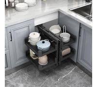 Heavy-Duty 2-Tier Blind Corner Pull-Out- 55lbs Capacity Kitchen Cabinet Storage Solution Adjustable BasketsAluminum Alloy Design