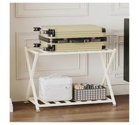Heavy-Duty 2-Tier Luggage Rack - Metal Stand Holds 176 Lbs, Space-Saving Suitcase Holder for Guest Room, Bedroom & Kitchen - Durable White Design
