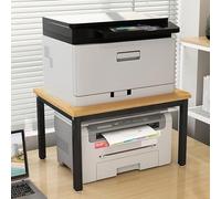 Heavy-Duty 2-Tier Printer Stand - Large 60x55cm Desktop Organizer Shelf for Home Office, Space-Saving Counter Rack for Scanner, Fax Machine, Books & Files (Black)