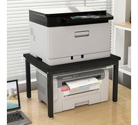 Heavy-Duty 2-Tier Printer Stand - Large 60x55cm Desktop Organizer Shelf for Home Office, Space-Saving Rack for Scanner, Fax Machine, Books & Files (Black)