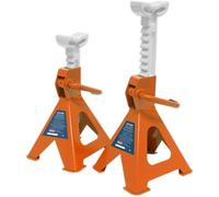 Heavy-Duty 2 Tonne Ratchet Axle Stands - Adjustable Height 276mm To 410mm - Orange