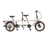 Heavy Duty 20 Inch 7 Speeds Folding City Tandem Bike For Adults - 3-Seater Folding Tandem Beach Cruise Bike With Child Seat,2 Adjustable Seats For Parent-Child Couples,C-20in