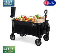 Heavy-Duty 200L Festival Trolley on Wheels - Black Folding Wagon with Multi-Use