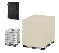 Heavy Duty 210D Oxford IBC Tank Cover for Outdoor Garden Barrel - Water Tank Protective Cover for 1000L IBC Tanks - Beige Color - Durable Water Butt Container Cover - Size: 120*100*116cm