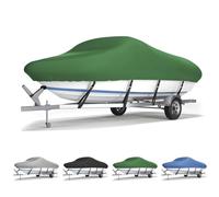 Heavy Duty 210D Waterproof Boat Cover Tear-Proof & UV Resistant for V-Hull & Tri-Hull Runabouts Fits 17-19ft Bass Boats - Oxford Cloth (Green)
