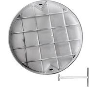 Heavy-Duty 23" Removable Manhole Cover with Frame, Flush-Fit Metal Sewage Lid, Odor-Proof Design, Invisible Round Cover for Paving, Includes Hook for Easy Access