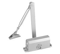 Heavy Duty 25-35kg Automatic Door Closer - Pneumatic Spring Damper with Hold Open Feature, Adjustable Hinges, Silver Finish, Fire Rated Plate Latch for Enhanced Security
