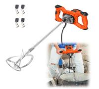 Heavy Duty 2600W Electric Paddle Plaster with 6 Adjustable Speeds for Mixing Cement and Paint, 1700 U/min Electric Power Plaster Mixer for Mixing Feed, Paint, Cement, Orange