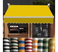 Heavy Duty 280g Vinyl Patio Awning Fabric Replacement - Universal Fit for Decks Restaurants & Shops - Yellow 12x8ft Frameless Cover for Outdoor Shade Solutions