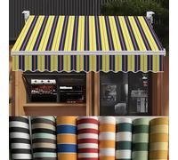 Heavy Duty 280GSM Retractable Patio Awning Replacement Fabric Fits 10' 11' 12' 13' 16' Frames Durable Blue Stripes Shade for Patio Balcony Storefront (11x8ft)