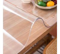 Heavy-Duty 2mm Clear PVC Table Protector Waterproof & Oil-Resistant Cover for Kitchen Cabinets Desks Dining Tables and Wood Surfaces