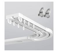 Heavy Duty 3-26ft Ceiling Mounted Double Curtain Rod - Aluminum Sliding Tracks for Room Divider Drapes in Living Room & Bedroom - White 4ft/1.2m Length